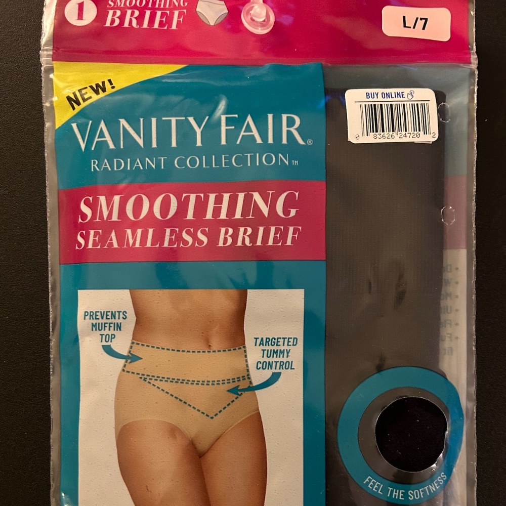 Vanity Fair Radiant Women's Smoothing Brief Underwear Large (7) NEW Black
